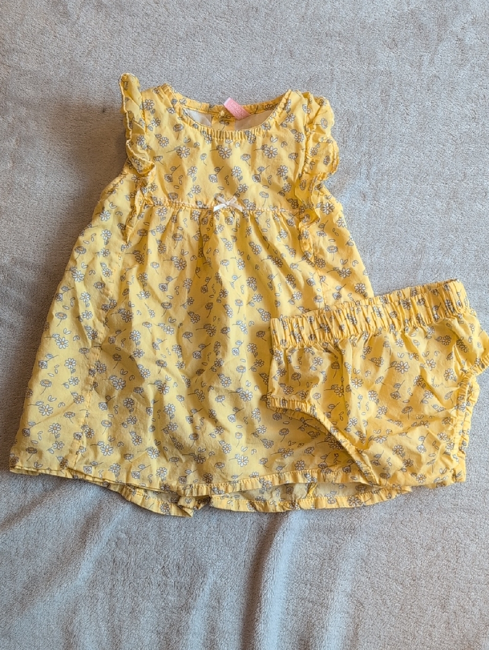 Girls' Yellow Floral Casual Dress with Bloomers